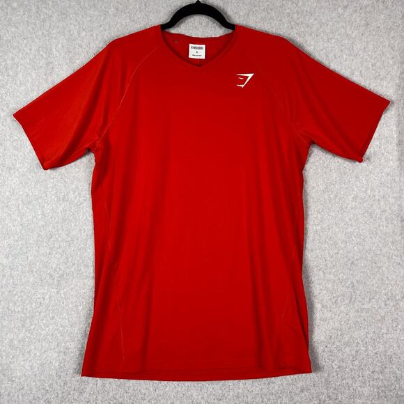 Gymshark Red Veer V Neck Short Sleeve T Shirt Size XL - Picture 1 of 6